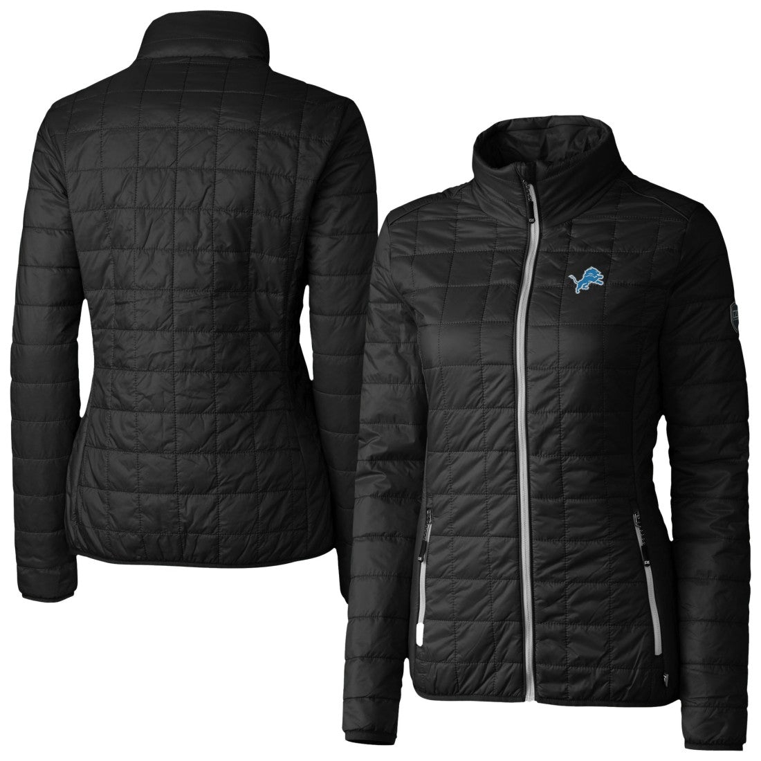 Detroit Lions Cutter & Buck Women's Rainier PrimaLoft Eco Insulated Full-Zip Puffer Jacket - Black - NFL