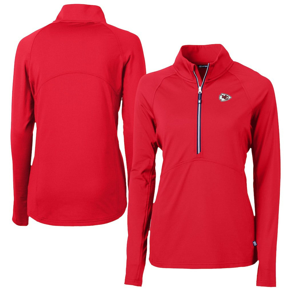 Kansas City Chiefs Cutter & Buck Women's Adapt Eco Knit Stretch Recycled Half-Zip Pullover Top - Red - NFL