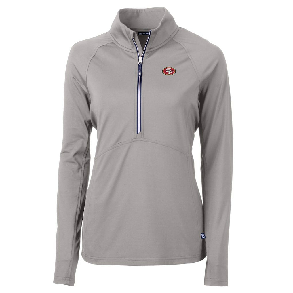 San Francisco 49ers Cutter & Buck Women's Adapt Eco Knit Stretch Recycled Half-Zip Pullover Top - Gray - NFL