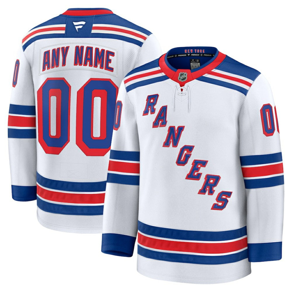 New York Rangers Fanatics Away Premium Custom Jersey - White | Fanatics Clearance