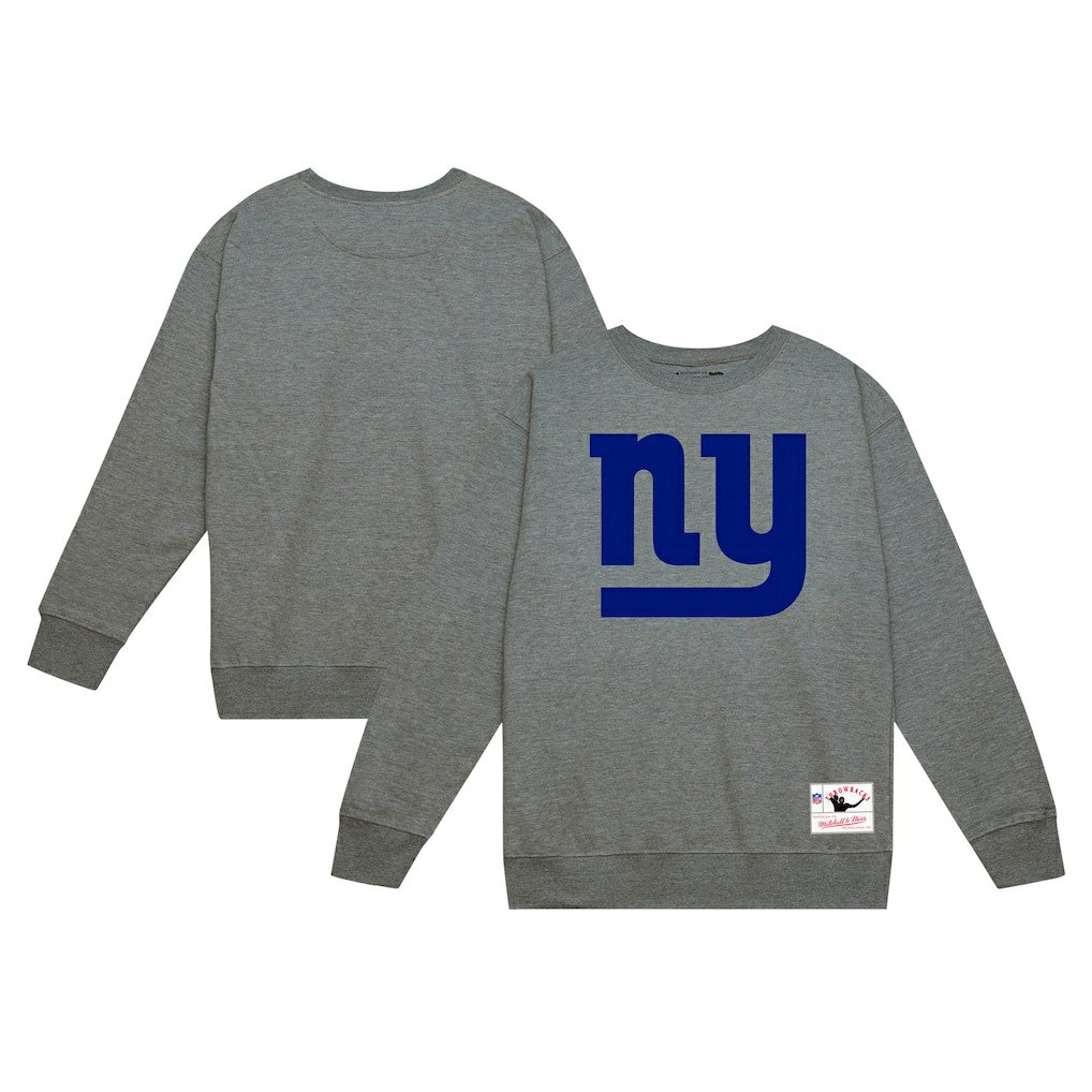New York Giants Basic Fleece Pullover Sweatshirt - Heather Gray - Mitchell & Ness