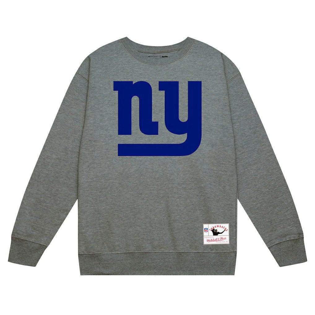 New York Giants Basic Fleece Pullover Sweatshirt - Heather Gray - Mitchell & Ness