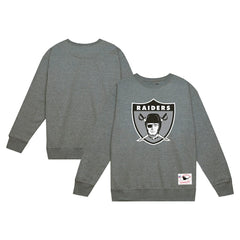 Las Vegas Raiders Basic Fleece Pullover Sweatshirt - Heather Gray - Mitchell & Ness
