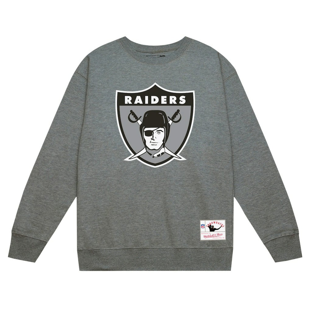 Las Vegas Raiders Basic Fleece Pullover Sweatshirt - Heather Gray - Mitchell & Ness
