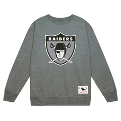 Las Vegas Raiders Basic Fleece Pullover Sweatshirt - Heather Gray - Mitchell & Ness