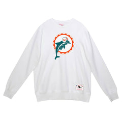 Miami Dolphins Basic Fleece Pullover Sweatshirt - White - Mitchell & Ness