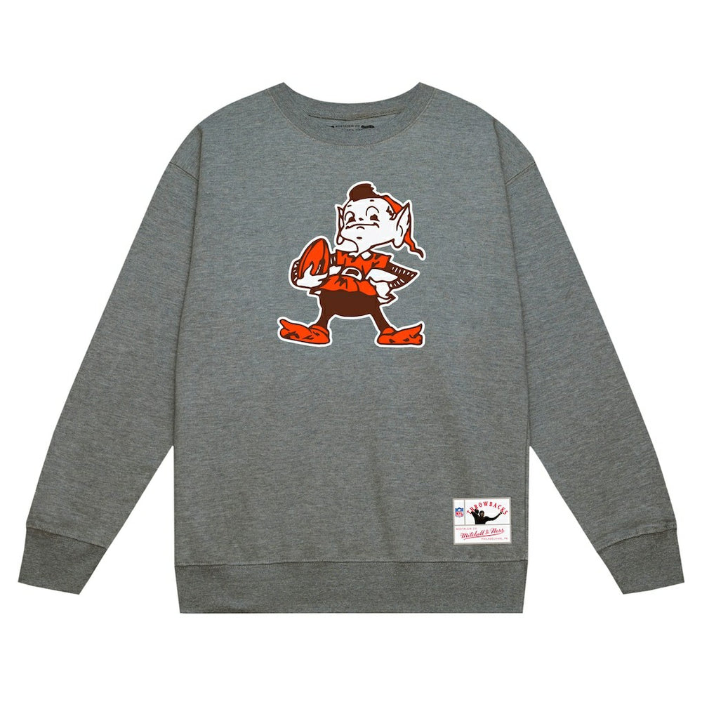 Cleveland Browns Basic Fleece Pullover Sweatshirt - Heather Gray - Mitchell & Ness