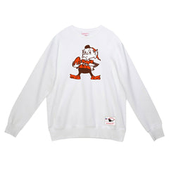 Cleveland Browns Basic Fleece Pullover Sweatshirt - White - Mitchell & Ness