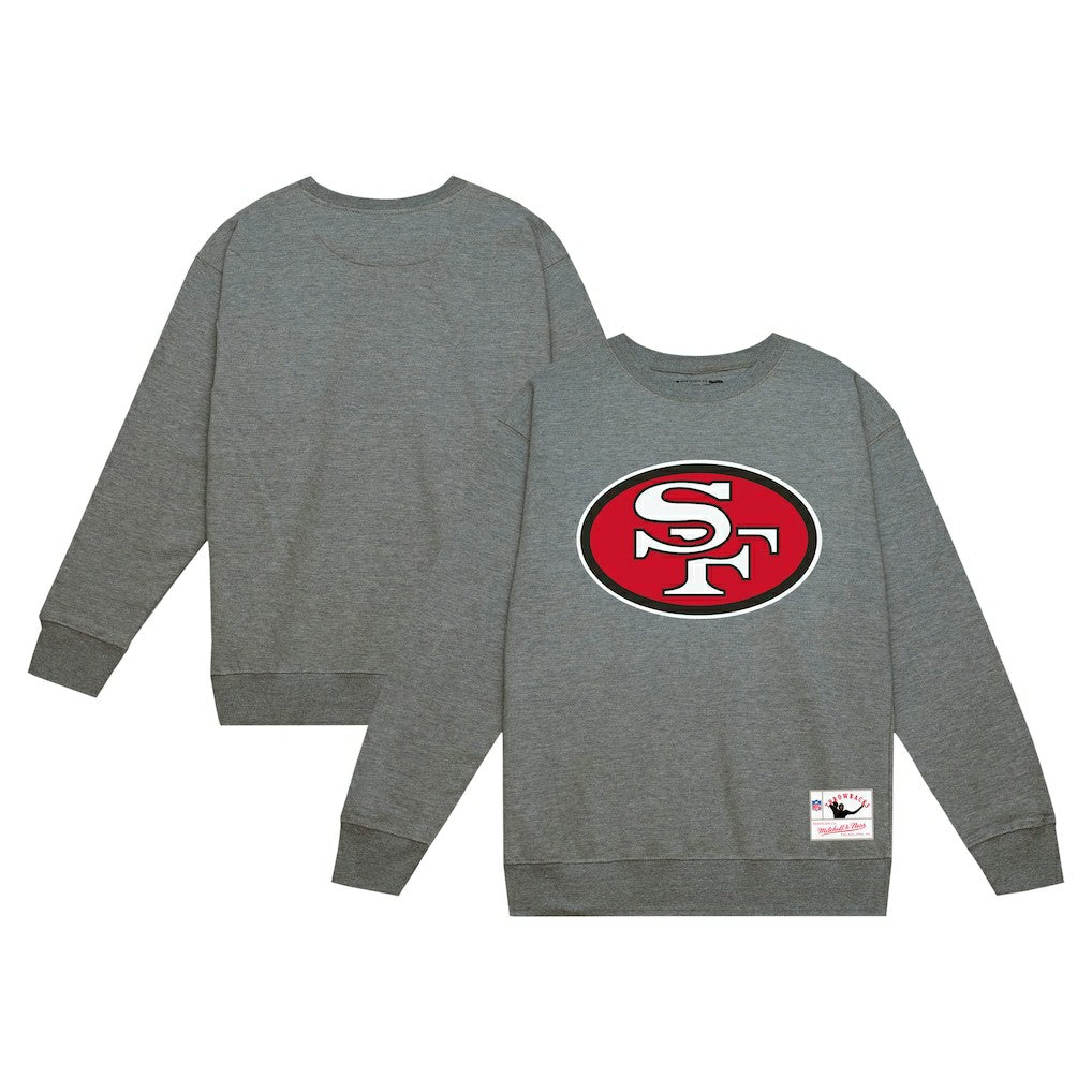 San Francisco 49ers Basic Fleece Pullover Sweatshirt - Heather Gray - Mitchell & Ness