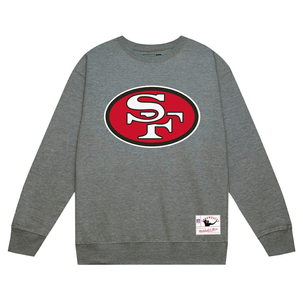 San Francisco 49ers Basic Fleece Pullover Sweatshirt - Heather Gray - Mitchell & Ness