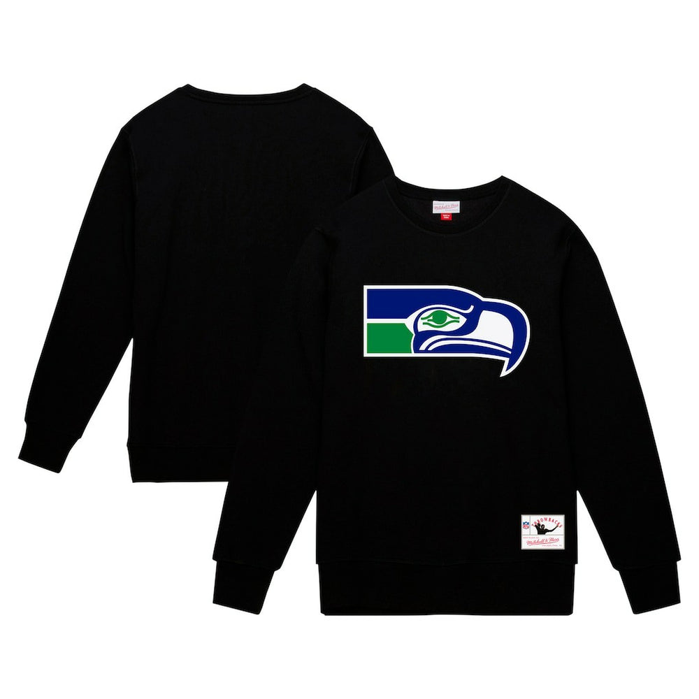 Seattle Seahawks Basic Fleece Pullover Sweatshirt - Black - Mitchell & Ness