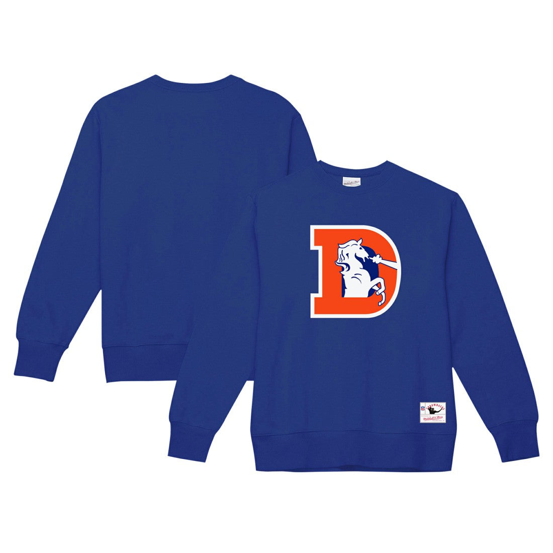 Denver Broncos Basic Fleece Pullover Sweatshirt - Royal - Mitchell & Ness
