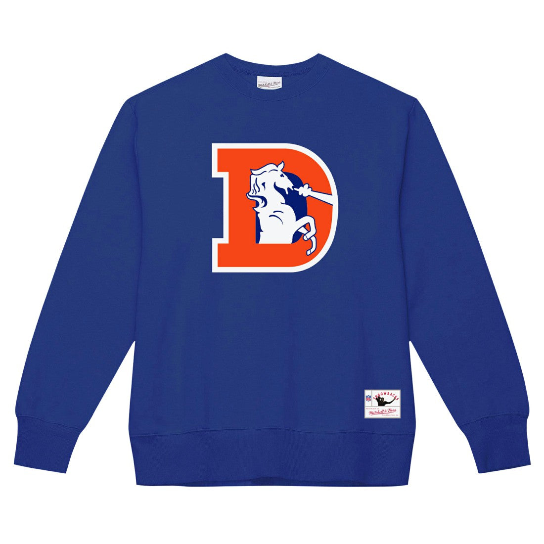 Denver Broncos Basic Fleece Pullover Sweatshirt - Royal - Mitchell & Ness