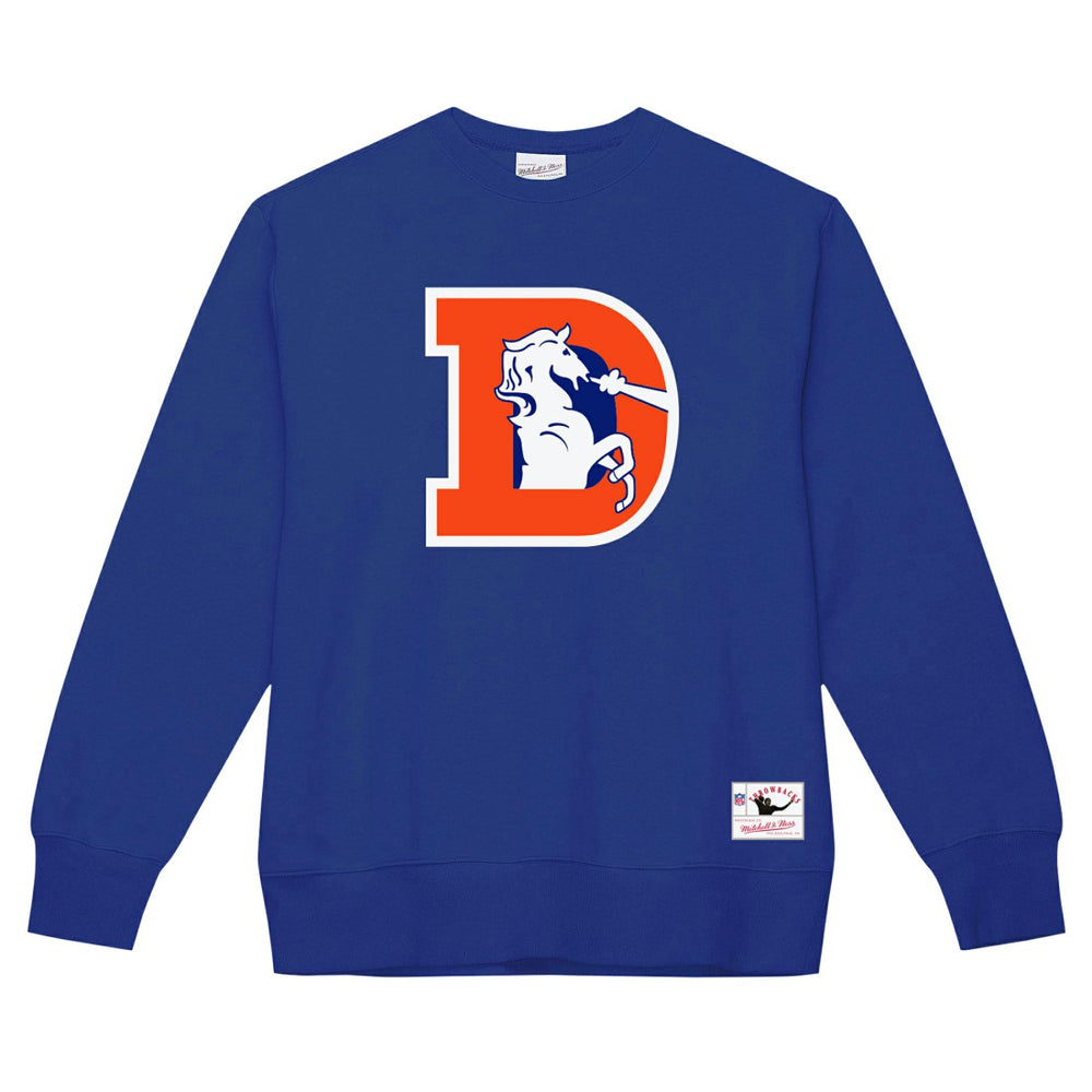 Denver Broncos Basic Fleece Pullover Sweatshirt - Royal - Mitchell & Ness