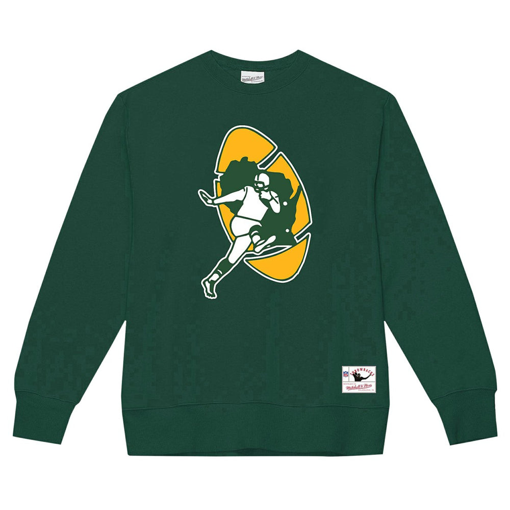 Green Bay Packers Basic Fleece Pullover Sweatshirt - Dark Green - Mitchell & Ness