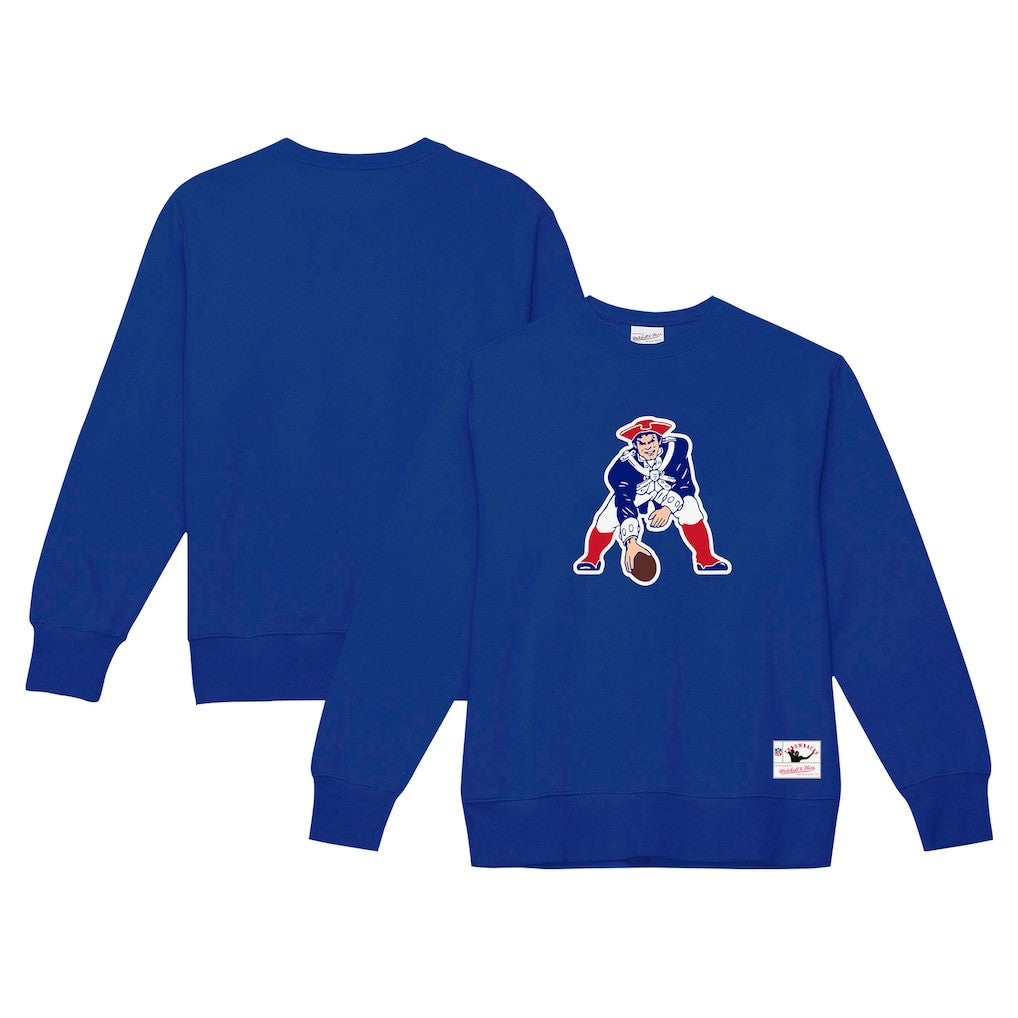 New England Patriots Basic Fleece Pullover Sweatshirt - Navy - Mitchell & Ness