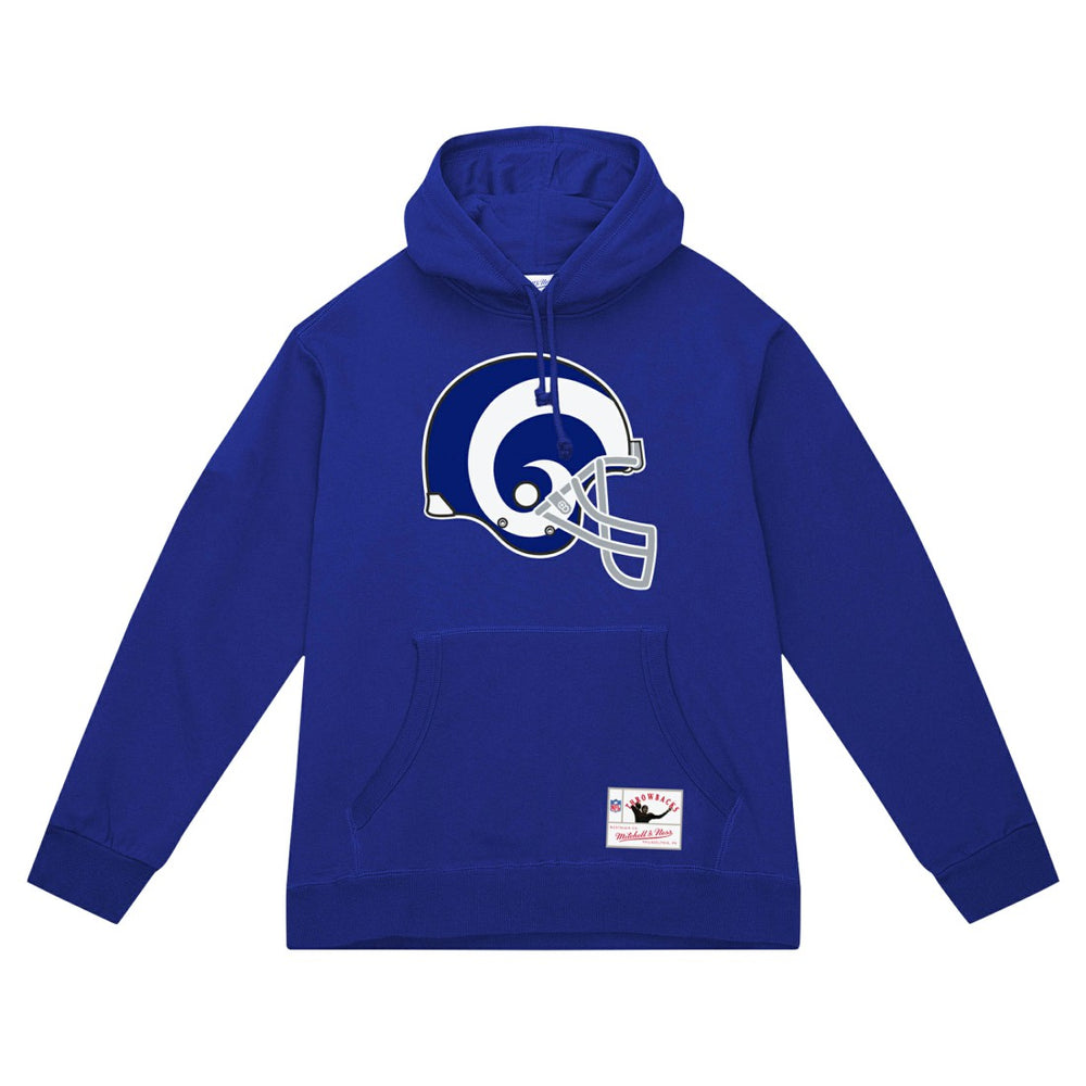 Los Angeles Rams Helmet Logo Vintage Pullover Hoodie - Royal - Mitchell & Ness