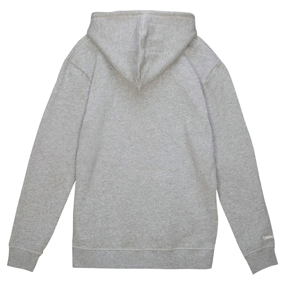New England Patriots Helmet Logo Vintage Pullover Hoodie - Heather Gray - Mitchell & Ness