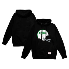 New York Jets Helmet Logo Vintage Pullover Hoodie - Black - Mitchell & Ness