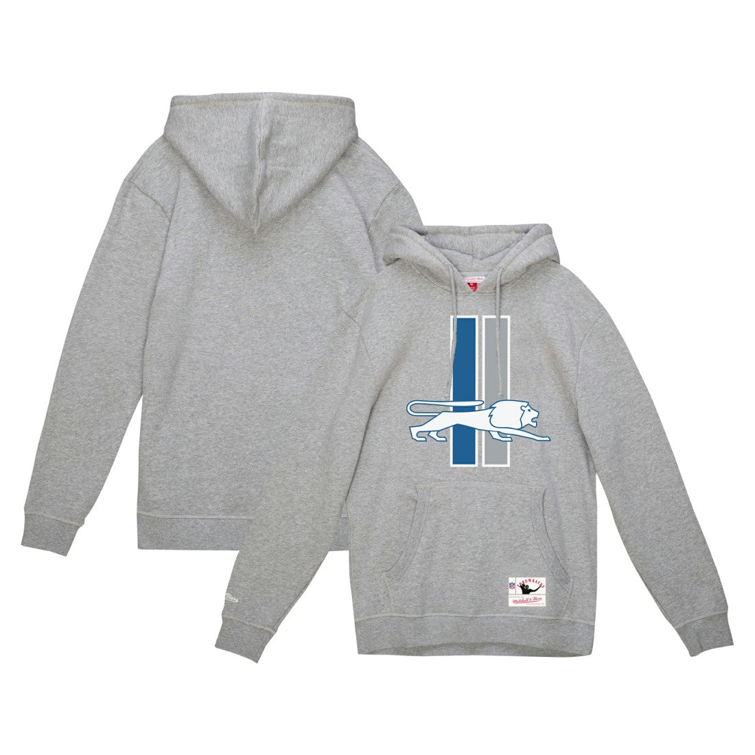 Detroit Lions Vintage Pullover Hoodie - Heather Gray - Mitchell & Ness
