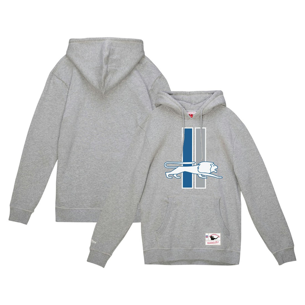 Detroit Lions Vintage Pullover Hoodie - Heather Gray - Mitchell & Ness