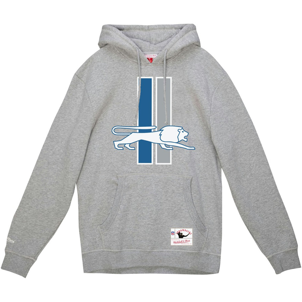 Detroit Lions Vintage Pullover Hoodie - Heather Gray - Mitchell & Ness