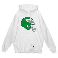 Philadelphia Eagles Helmet Logo Vintage Pullover Hoodie - White - Mitchell & Ness