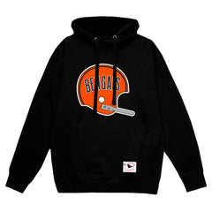 Cincinnati Bengals Helmet Logo Vintage Pullover Hoodie - Black - Mitchell & Ness