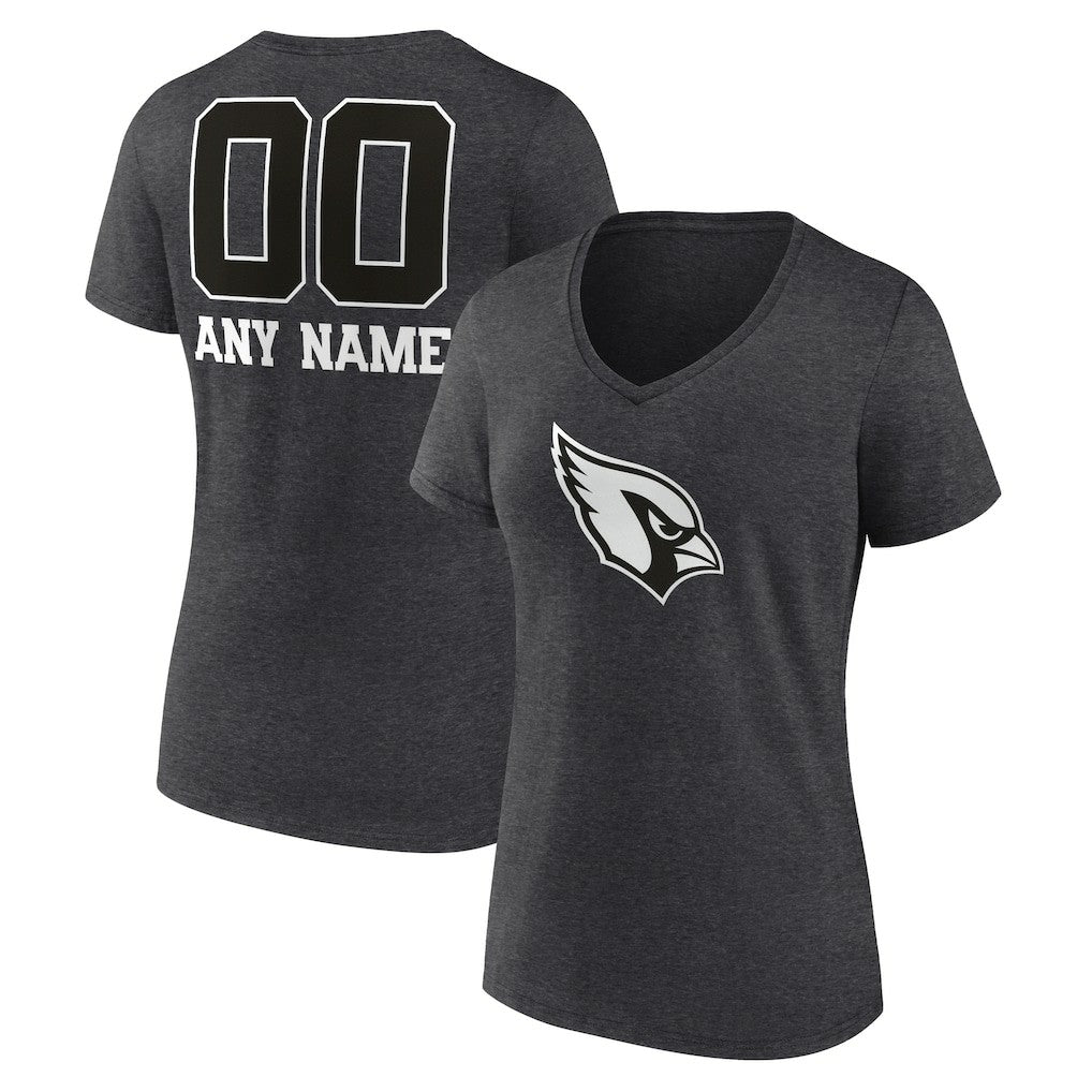 Arizona Cardinals Women's Personalized Name & Number Monochrome V-Neck Long Sleeve T-Shirt - Charcoal - NFL