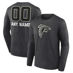 Atlanta Falcons Personalized Name & Number Monochrome Long Sleeve T-Shirt - Charcoal - NFL