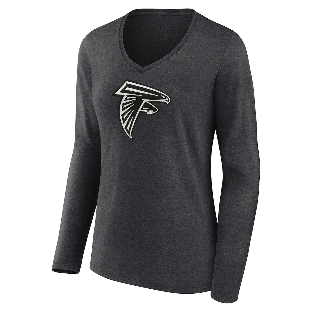 Atlanta Falcons Women's Personalized Name & Number Monochrome V-neck T-Shirt - Charcoal - NFL