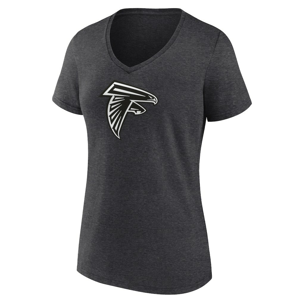 Atlanta Falcons Women's Personalized Name & Number Monochrome V-Neck Long Sleeve T-Shirt - Charcoal - NFL