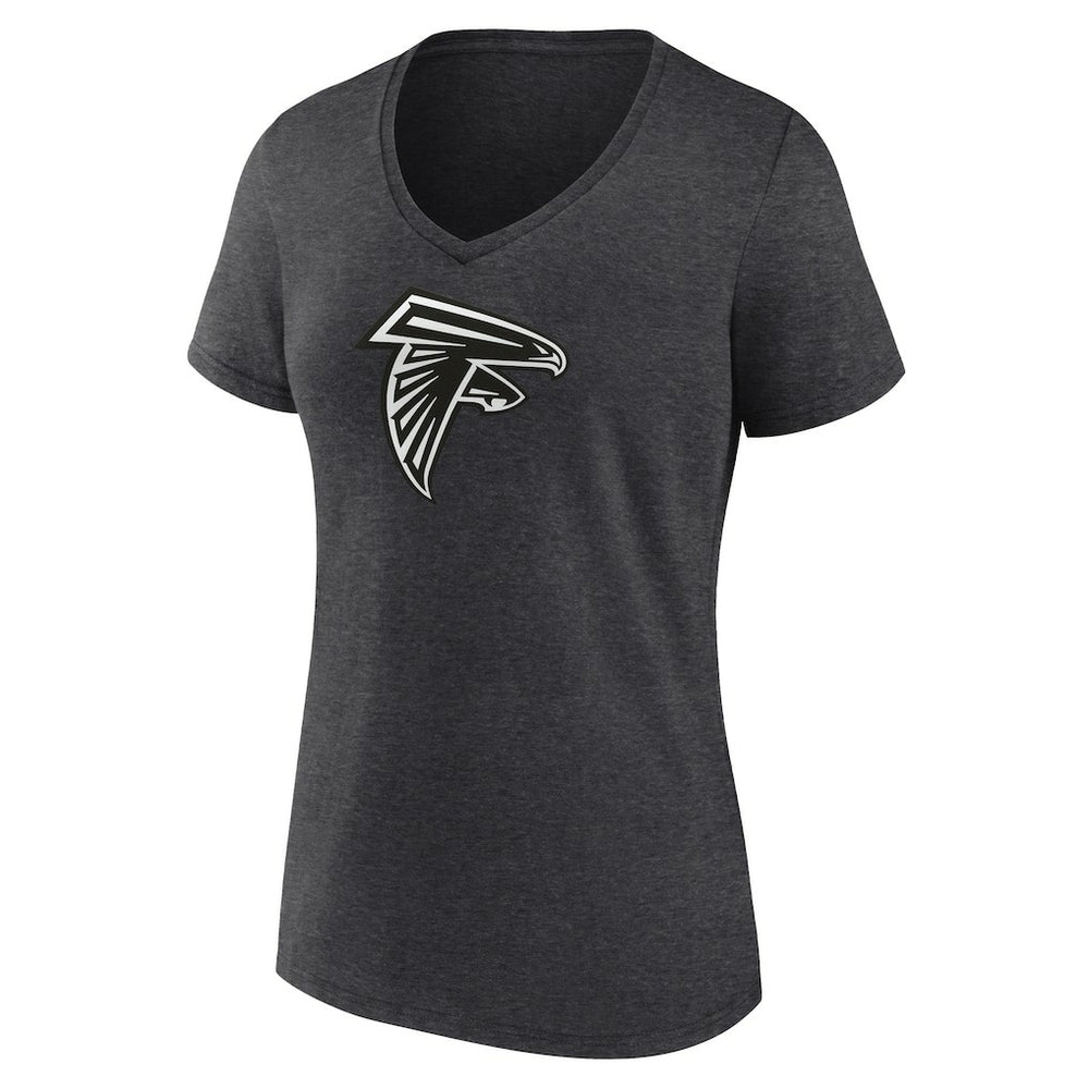Atlanta Falcons Women's Personalized Name & Number Monochrome V-Neck Long Sleeve T-Shirt - Charcoal - NFL