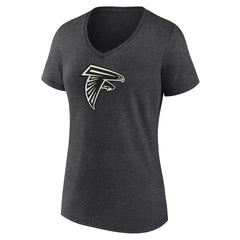 Atlanta Falcons Women's Personalized Name & Number Monochrome V-Neck Long Sleeve T-Shirt - Charcoal - NFL