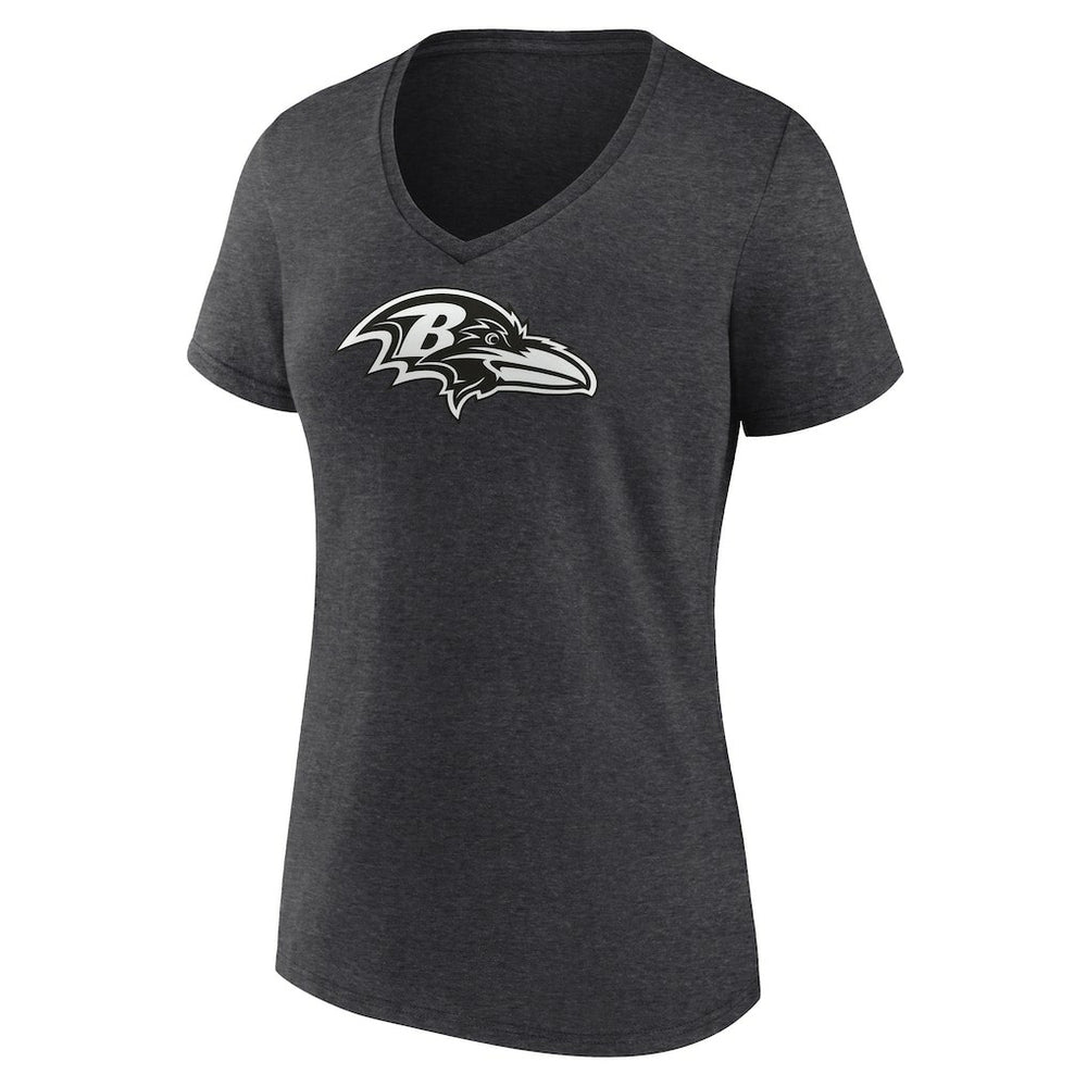 Baltimore Ravens Women's Personalized Name & Number Monochrome V-Neck Long Sleeve T-Shirt - Charcoal - NFL