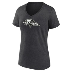 Baltimore Ravens Women's Personalized Name & Number Monochrome V-Neck Long Sleeve T-Shirt - Charcoal - NFL