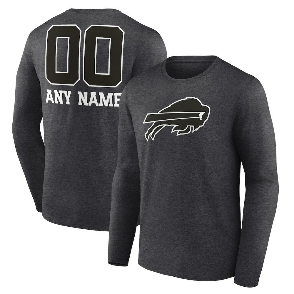 Buffalo Bills Personalized Name & Number Monochrome Long Sleeve T-Shirt - Charcoal - NFL