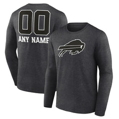 Buffalo Bills Personalized Name & Number Monochrome Long Sleeve T-Shirt - Charcoal - NFL
