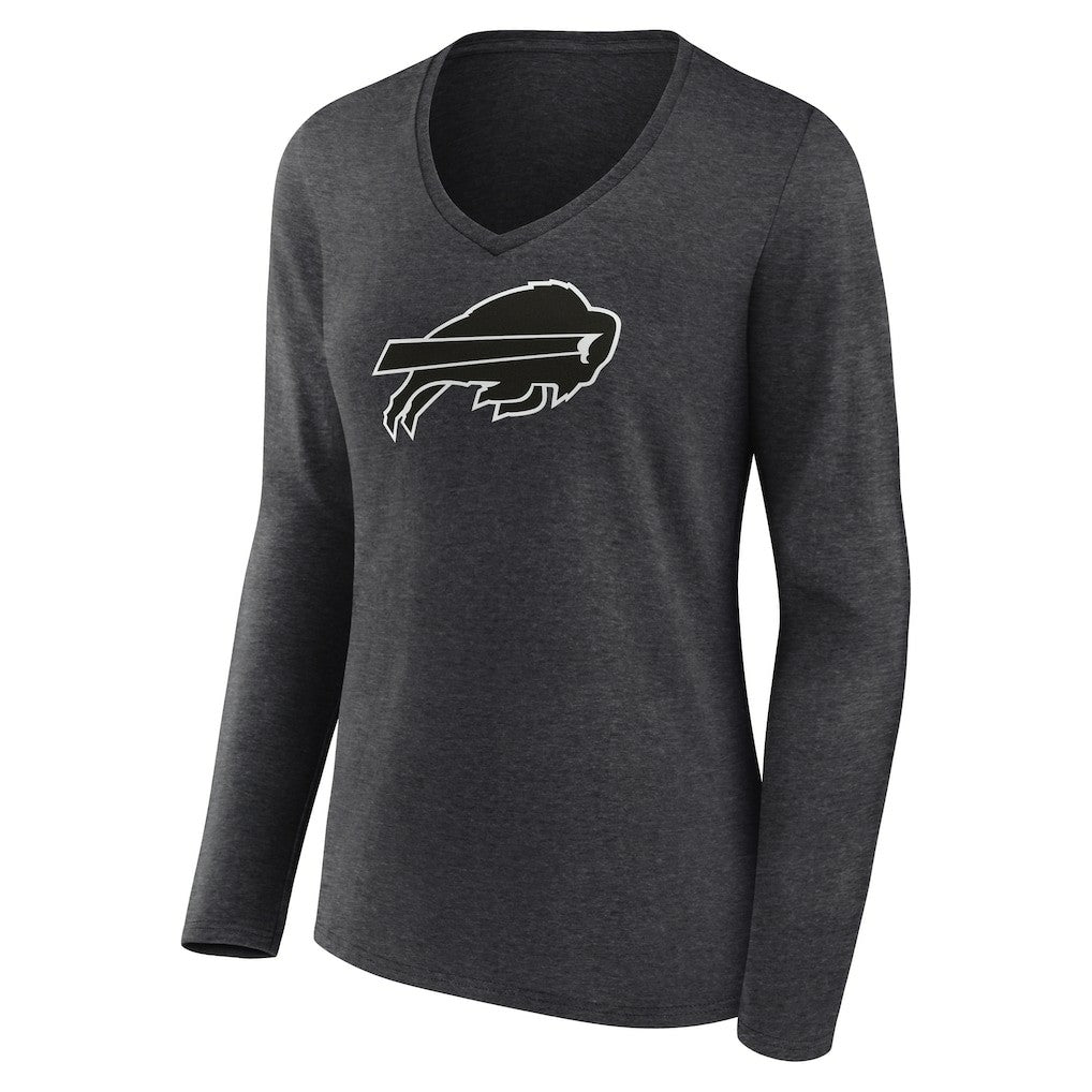 Buffalo Bills Women's Personalized Name & Number Monochrome V-neck T-Shirt - Charcoal - NFL
