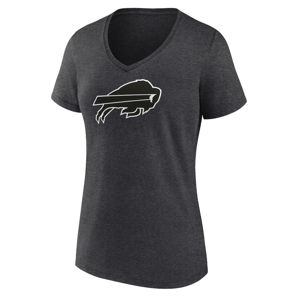 Buffalo Bills Women's Personalized Name & Number Monochrome V-Neck Long Sleeve T-Shirt - Charcoal - NFL