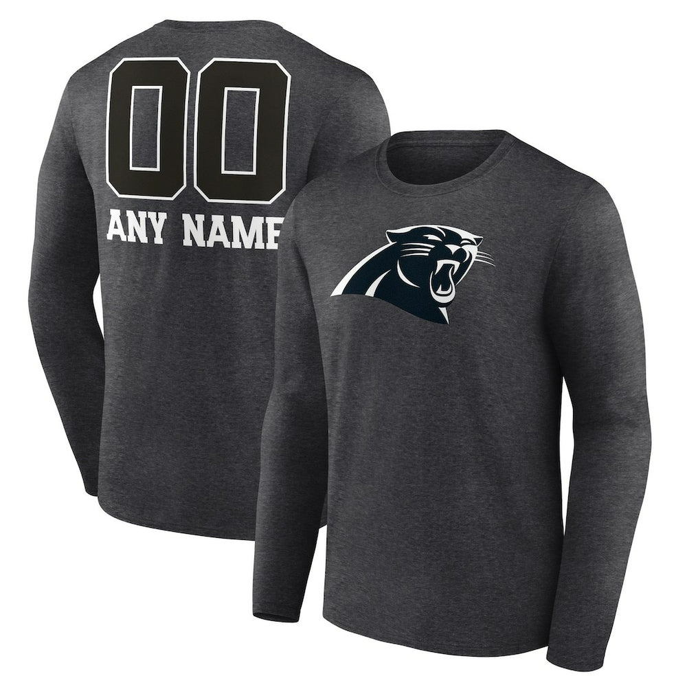 Carolina Panthers Personalized Name & Number Monochrome Long Sleeve T-Shirt - Charcoal - NFL