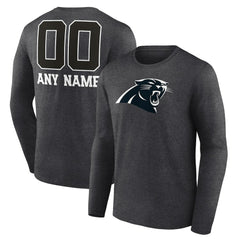 Carolina Panthers Personalized Name & Number Monochrome Long Sleeve T-Shirt - Charcoal - NFL