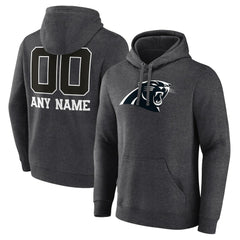 Carolina Panthers Personalized Name & Number Monochrome Pullover Hoodie - Charcoal - NFL