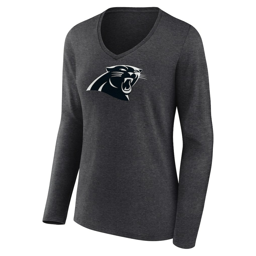 Carolina Panthers Women's Personalized Name & Number Monochrome V-neck T-Shirt - Charcoal - NFL