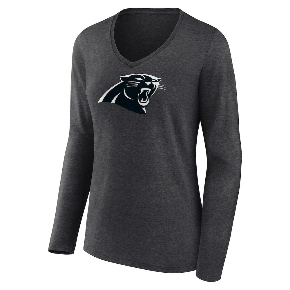 Carolina Panthers Women's Personalized Name & Number Monochrome V-neck T-Shirt - Charcoal - NFL