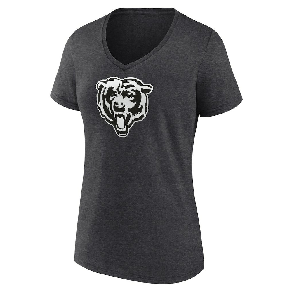 Chicago Bears Women's Personalized Name & Number Monochrome V-Neck Long Sleeve T-Shirt - Charcoal - NFL