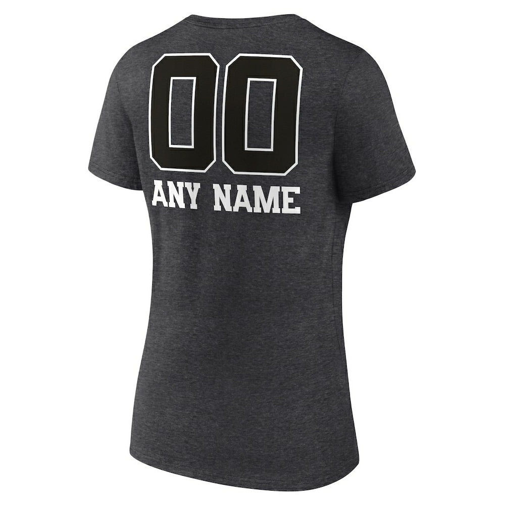 Chicago Bears Women's Personalized Name & Number Monochrome V-Neck Long Sleeve T-Shirt - Charcoal - NFL