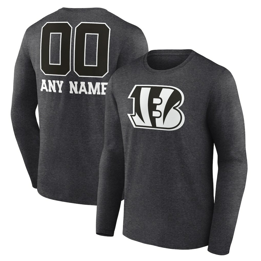Cincinnati Bengals Personalized Name & Number Monochrome Long Sleeve T-Shirt - Charcoal - NFL