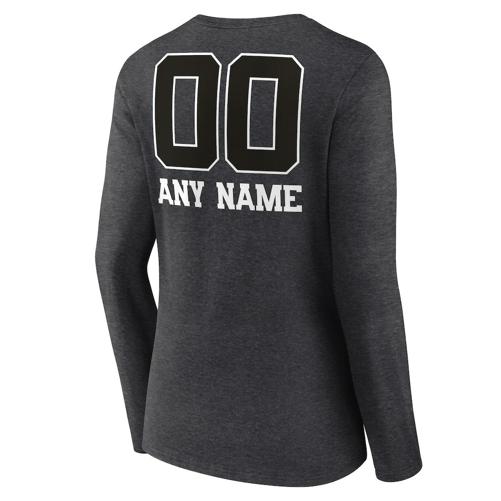 Cincinnati Bengals Women's Personalized Name & Number Monochrome V-neck T-Shirt - Charcoal - NFL