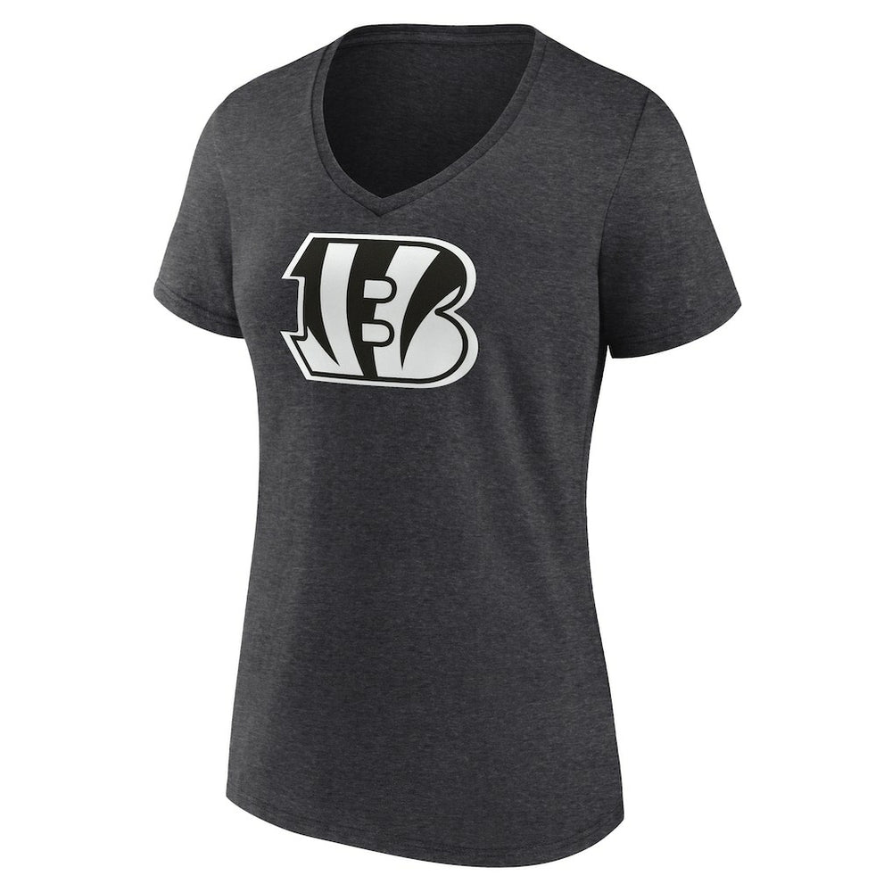 Cincinnati Bengals Women's Personalized Name & Number Monochrome V-Neck Long Sleeve T-Shirt - Charcoal - NFL